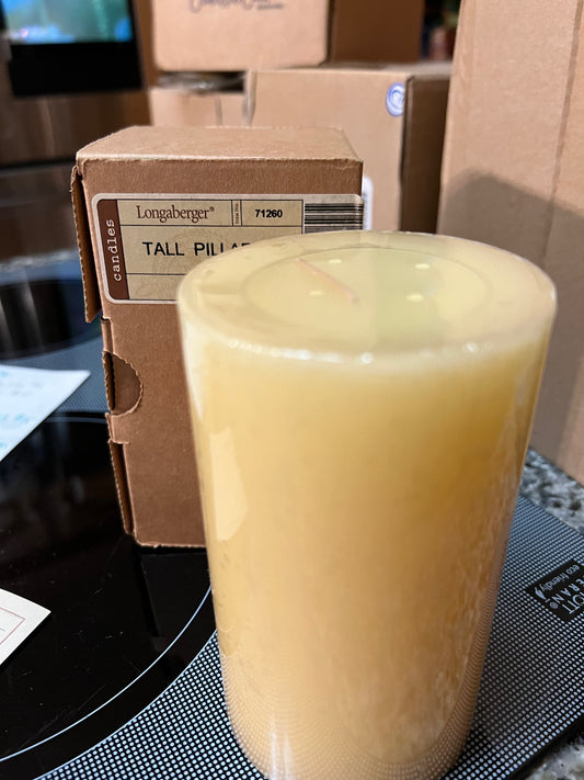 Longaberger tall pillar candle in vanilla spice