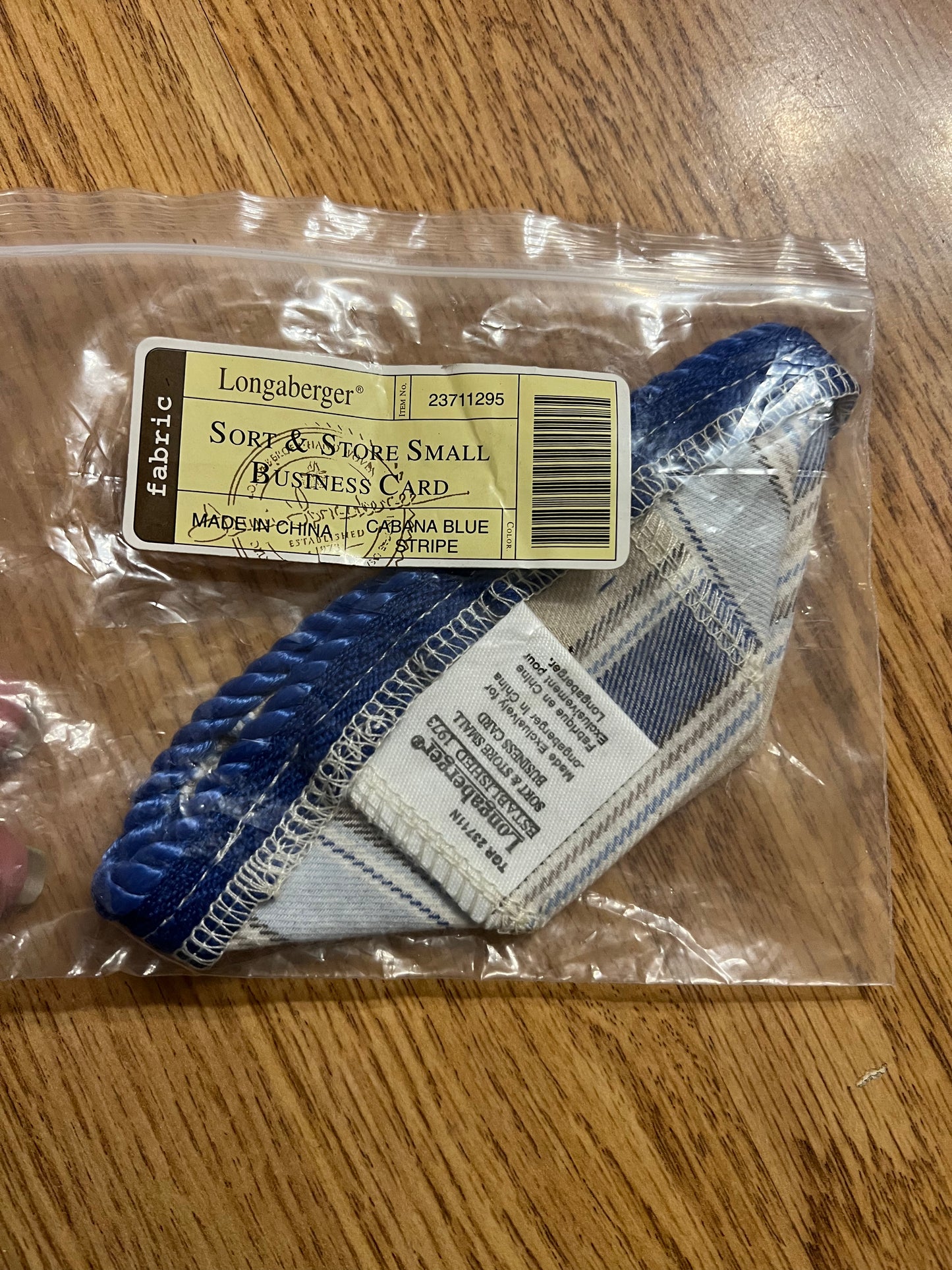 Longaberger Sort & Store Small Business Card Liner in Cabana Blue Stripe