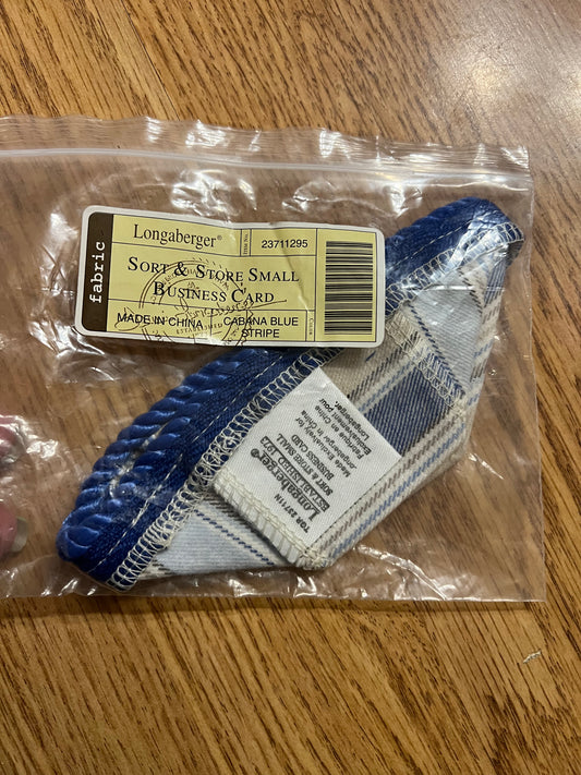 Longaberger Sort & Store Small Business Card Liner in Cabana Blue Stripe