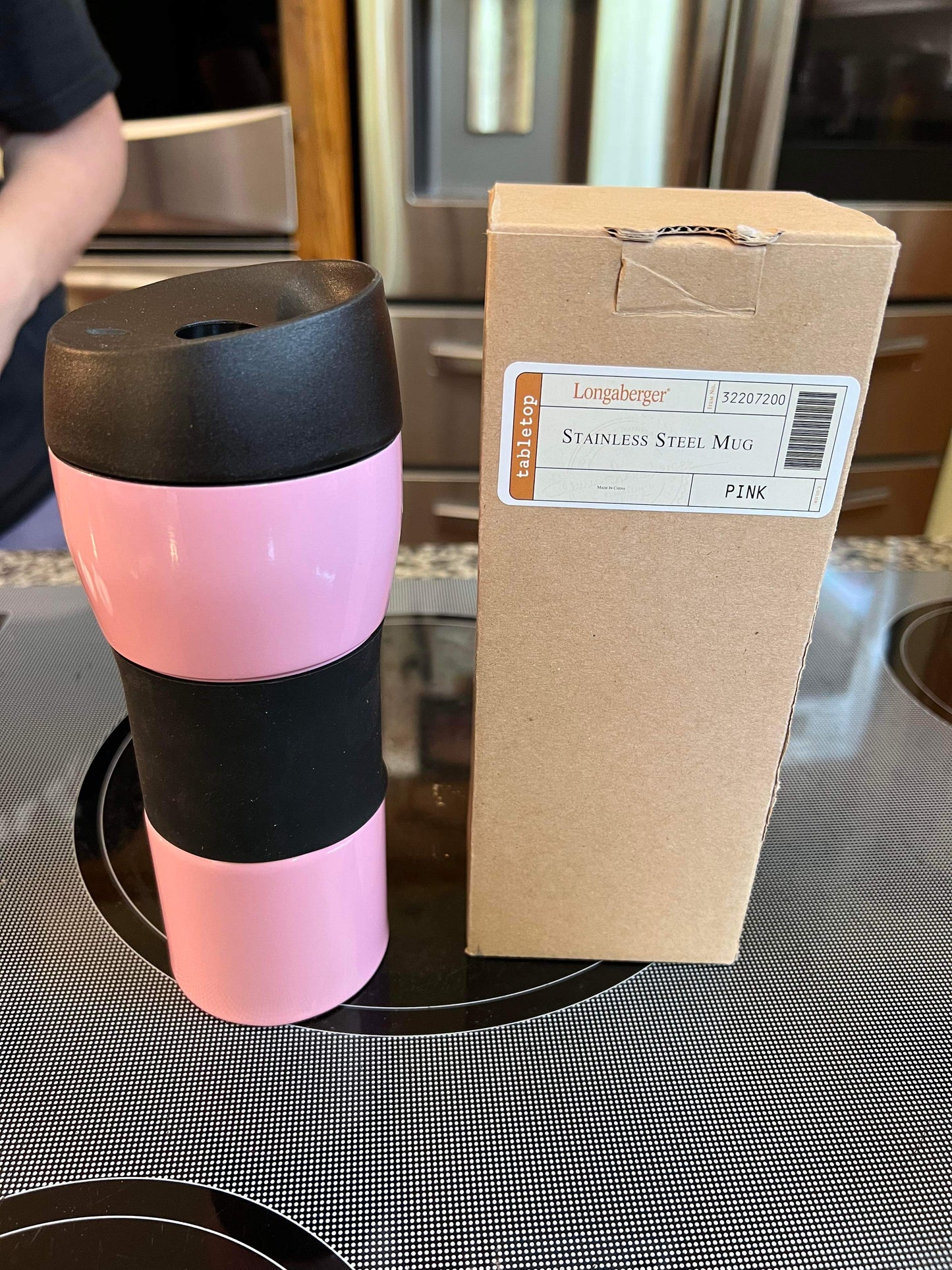 Longaberger Stainless Steel Mug with Lid in pink