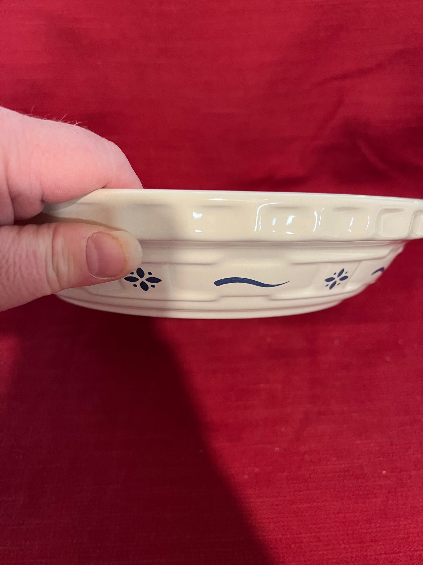Longaberger pie plate in classic blue