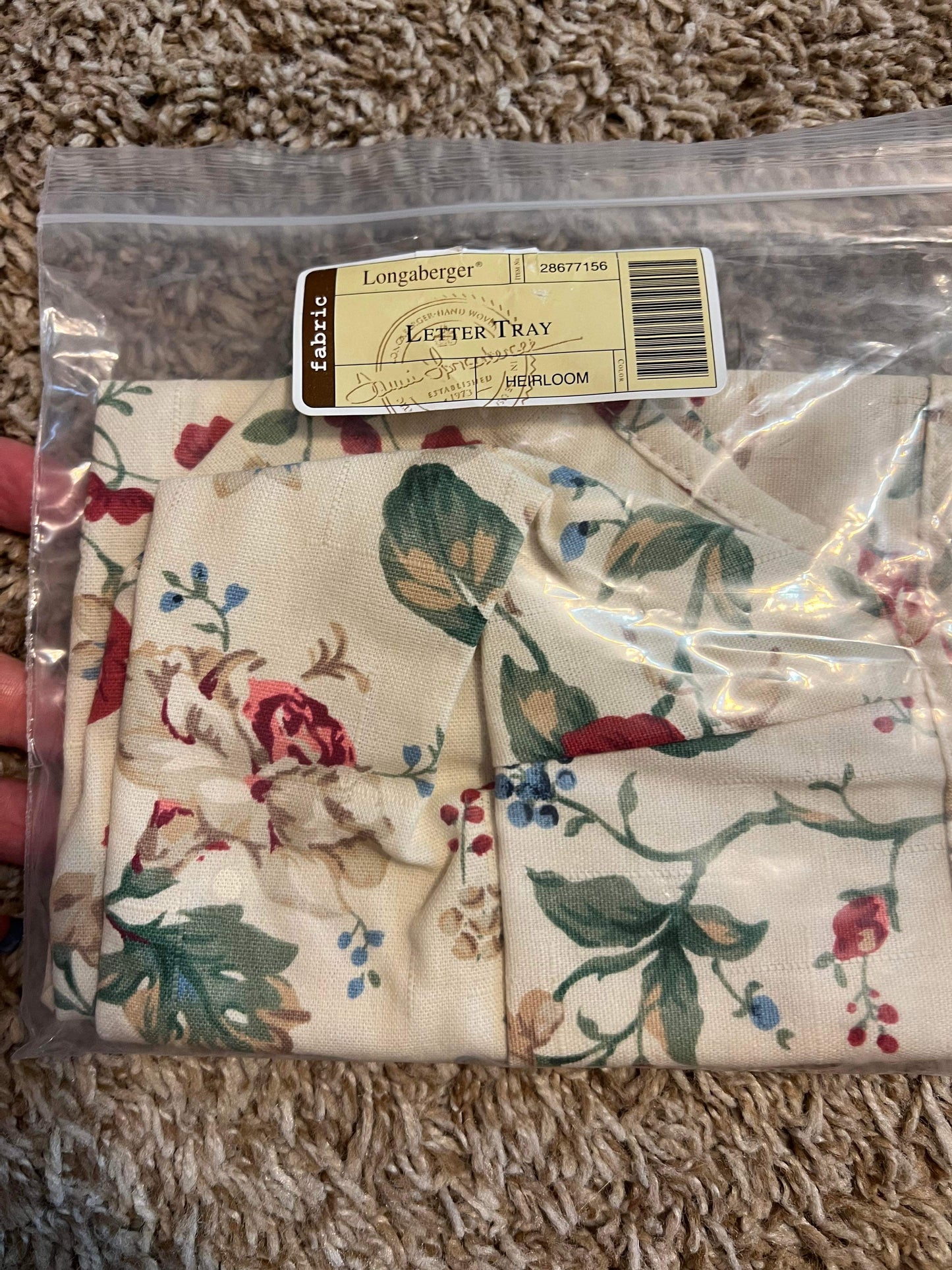 Longaberger Letter Tray Liner in Heirloom Floral