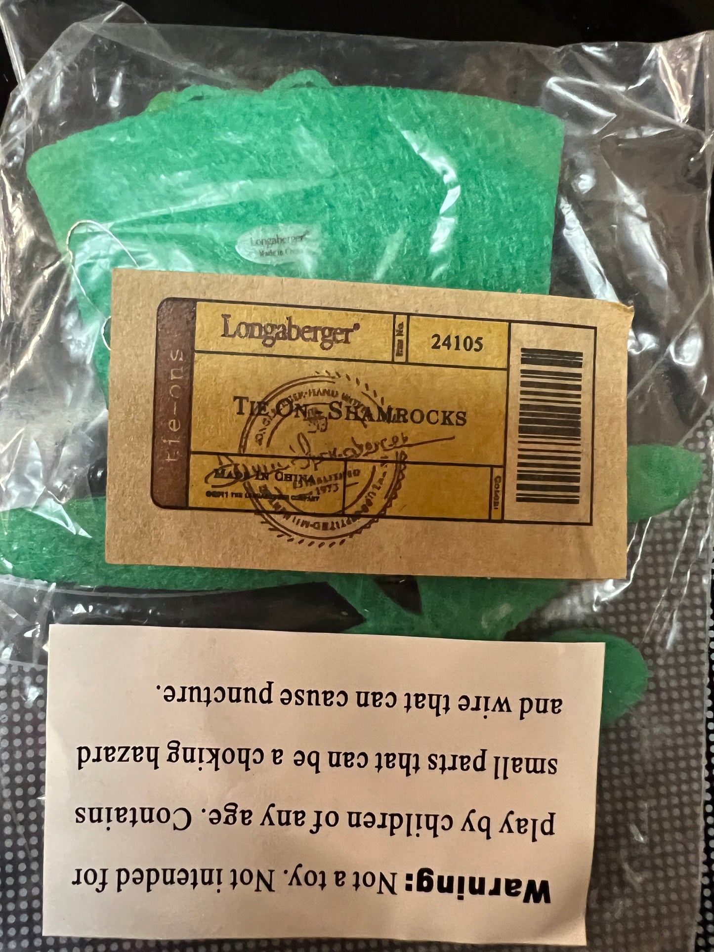 Longaberger shamrock tie ons