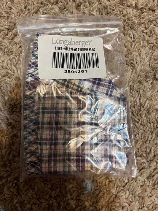 Longaberger Note Pal Liner in Woven Traditions Desktop Plaid