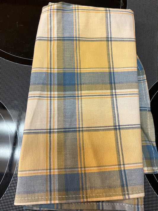 Longaberger fabric sample in cornflower plaid