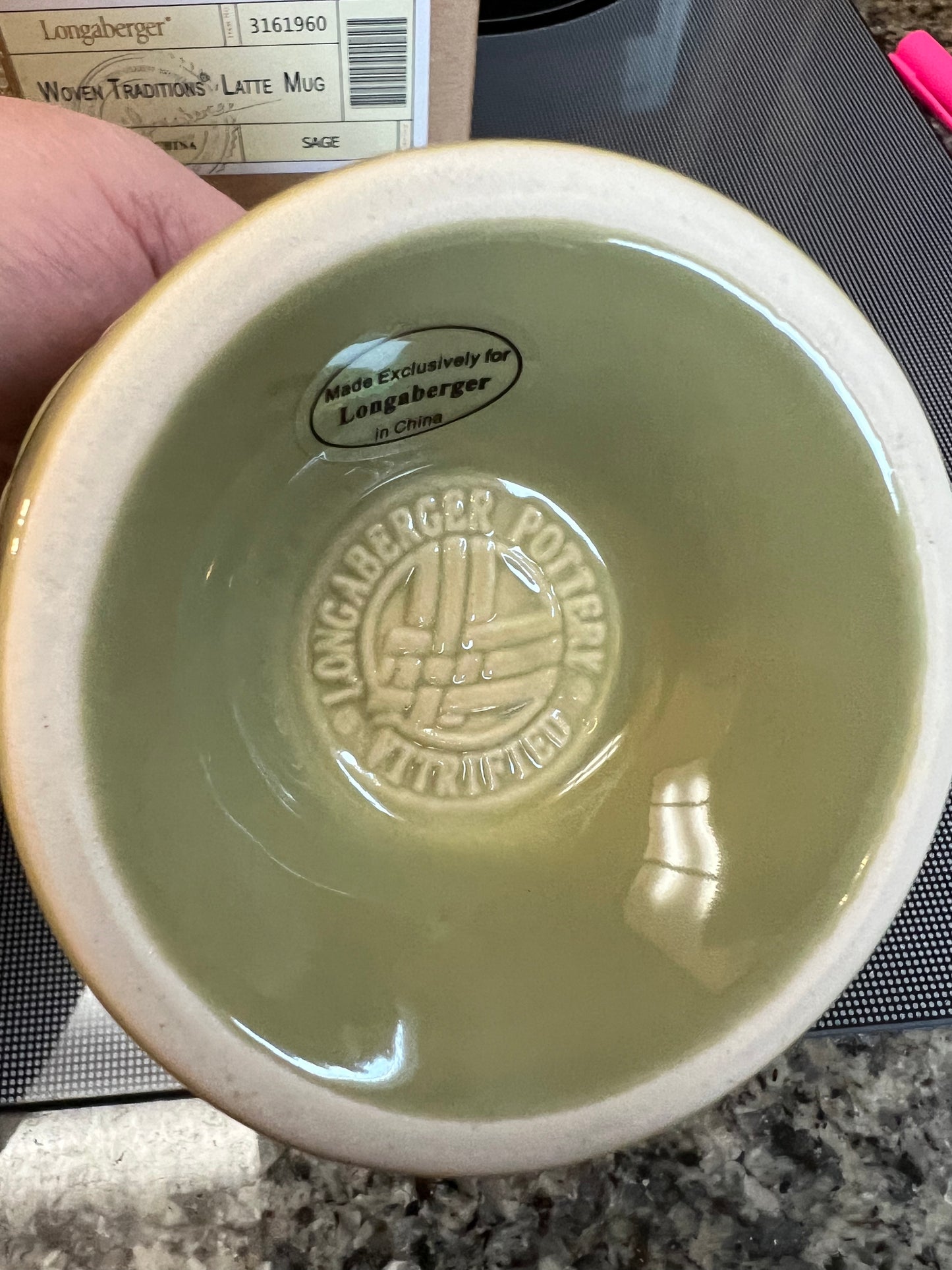 Longaberger latte mug in Sage