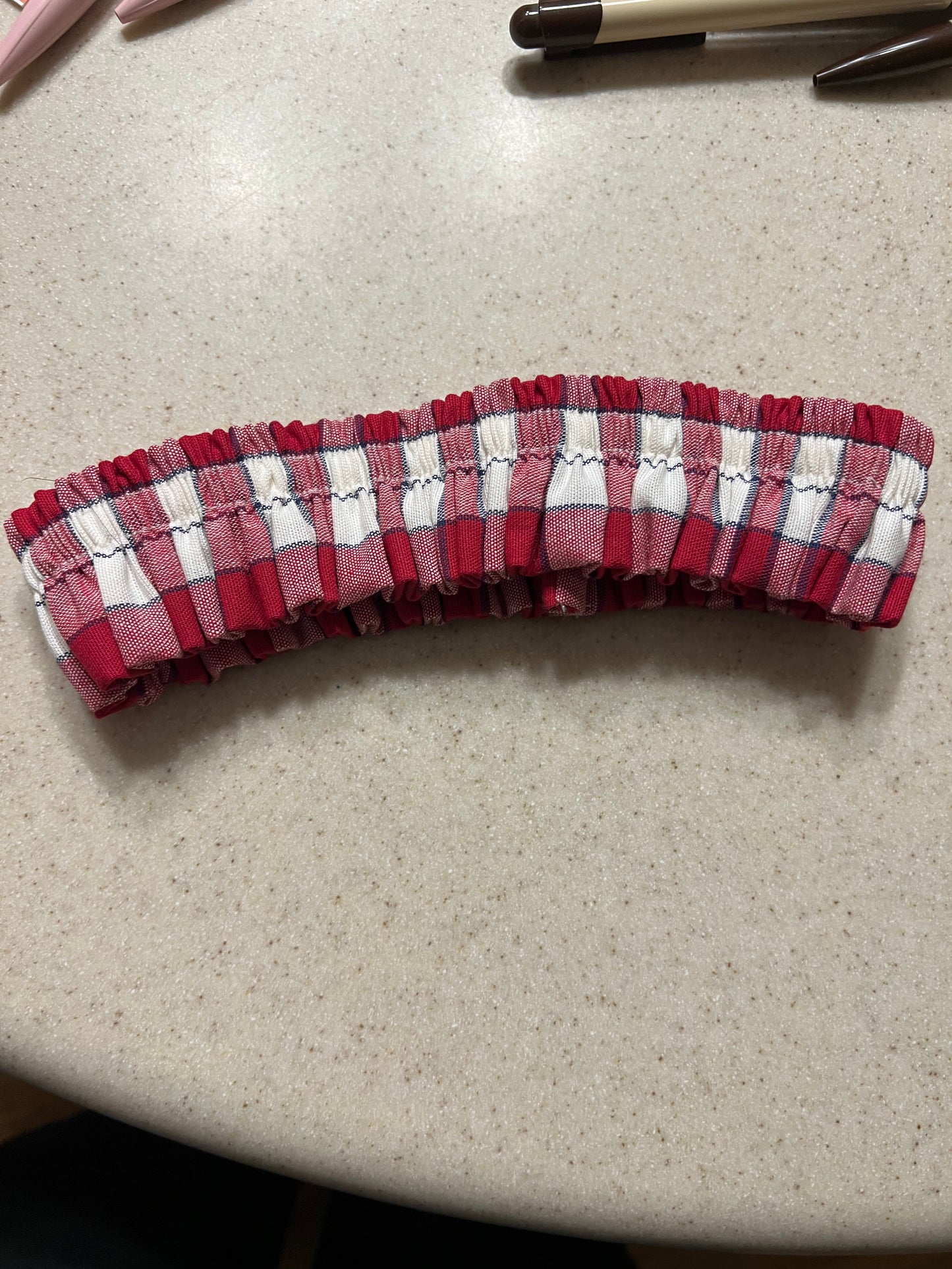 Longaberger Small garter in picnic plaid