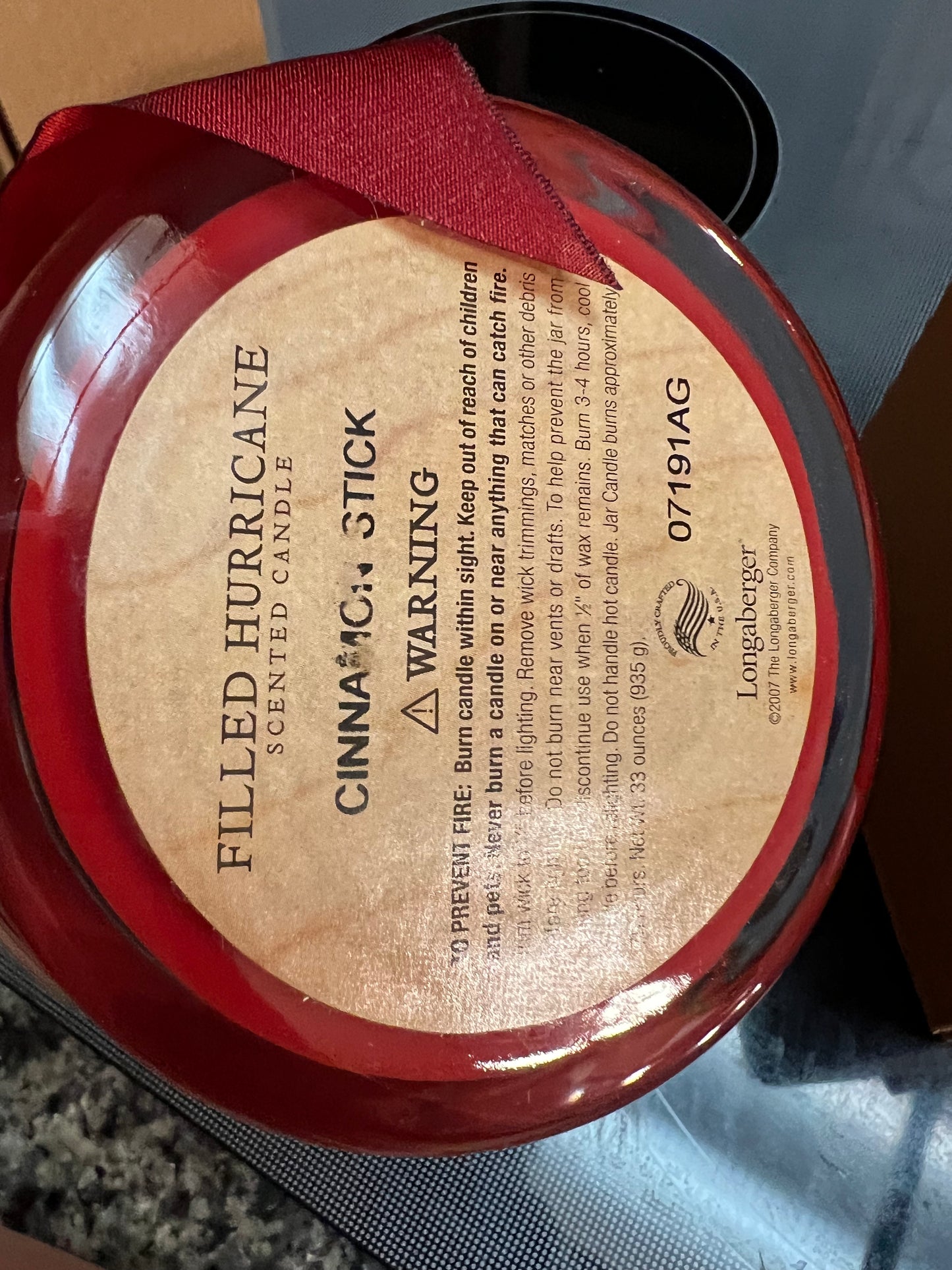 Longaberger holiday jar candle in cinnamon stick