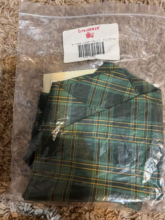 Longaberger 1998 Hospitality Fold Over Liner in Traditions Green Plaid