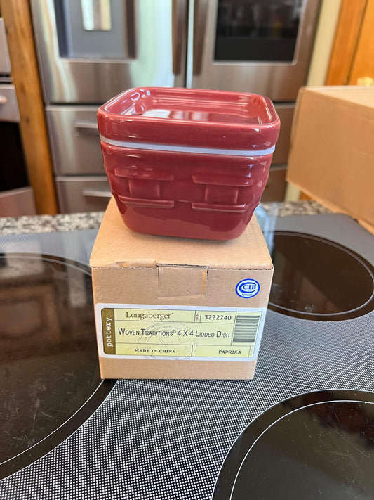 Longaberger Woven Traditions 4x4 Lidded Dish in Paprika