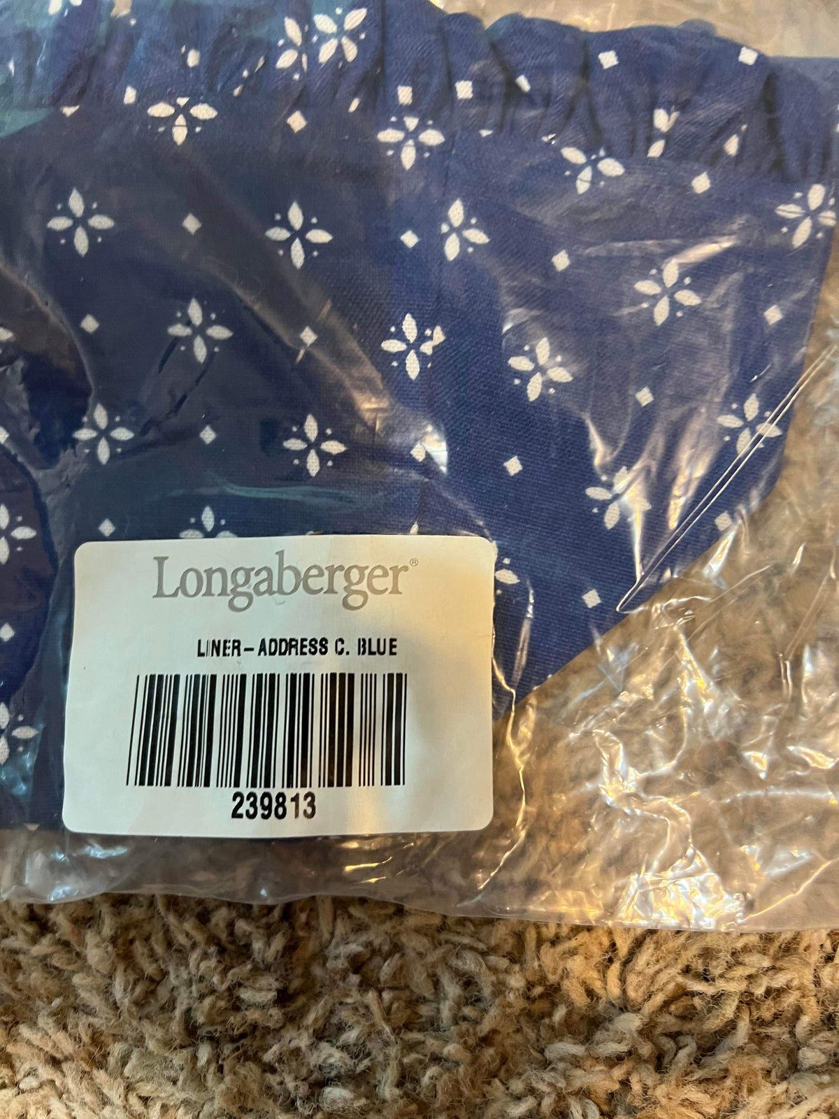 Longaberger Address Liner in Classic Blue
