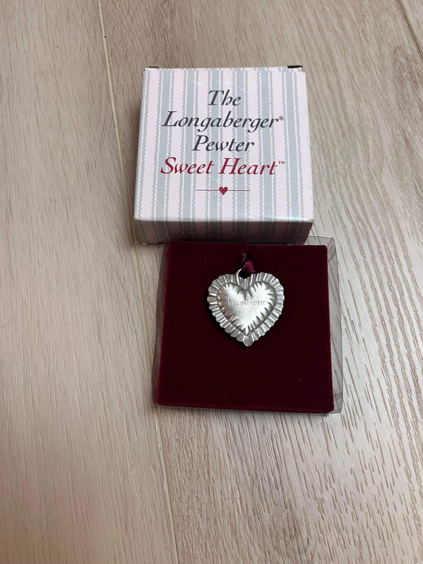 Longaberger Pewter Sweet Heart Tie On