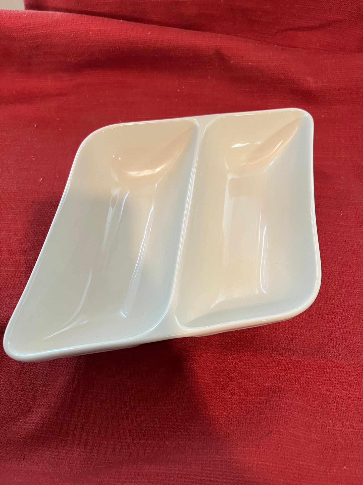 Longaberger divided wave dish in ivory