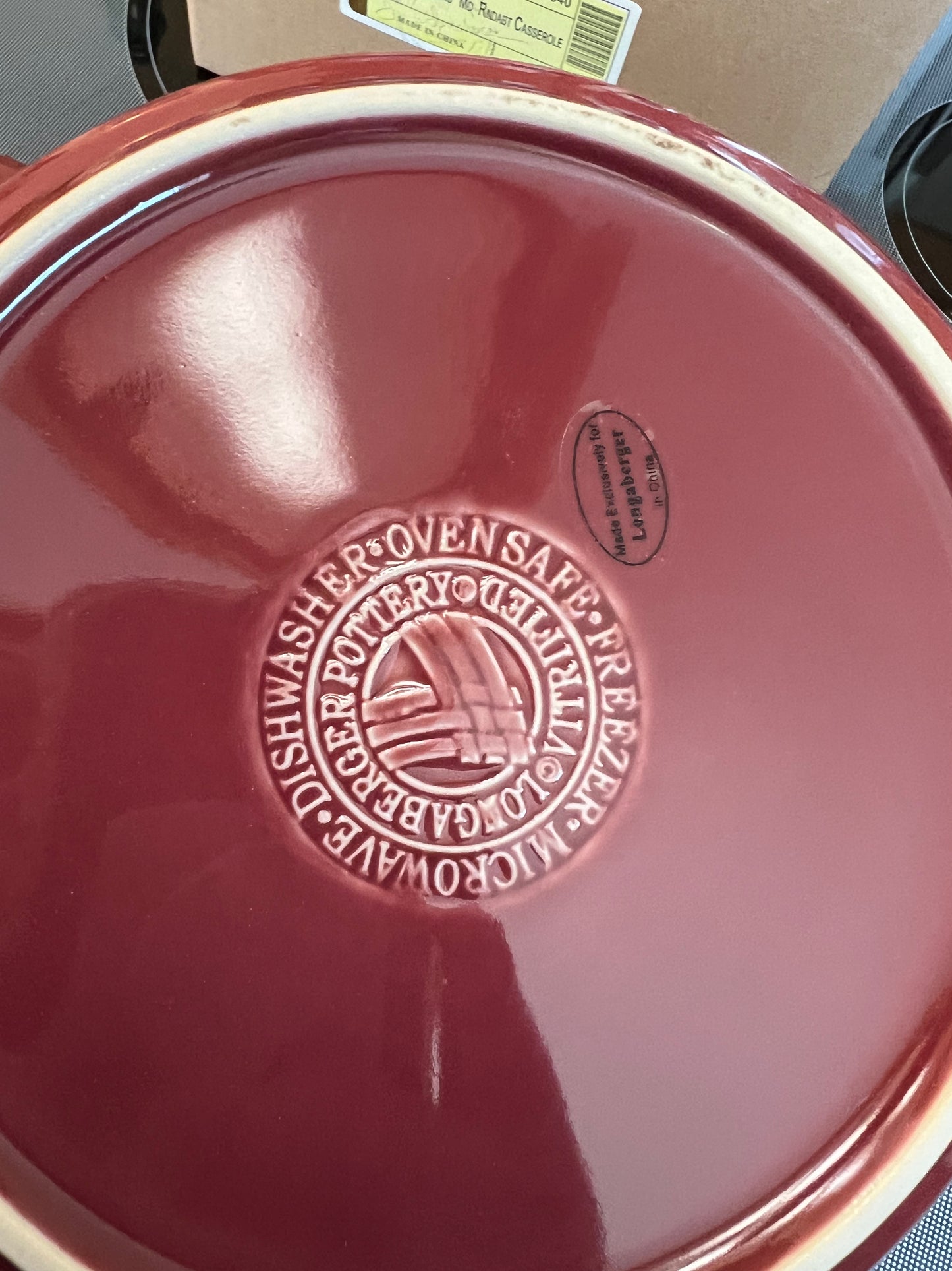 Longaberger medium roundabout covered casserole in paprika