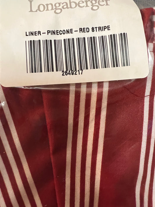 Longaberger Pinecone liner in red berry stripe