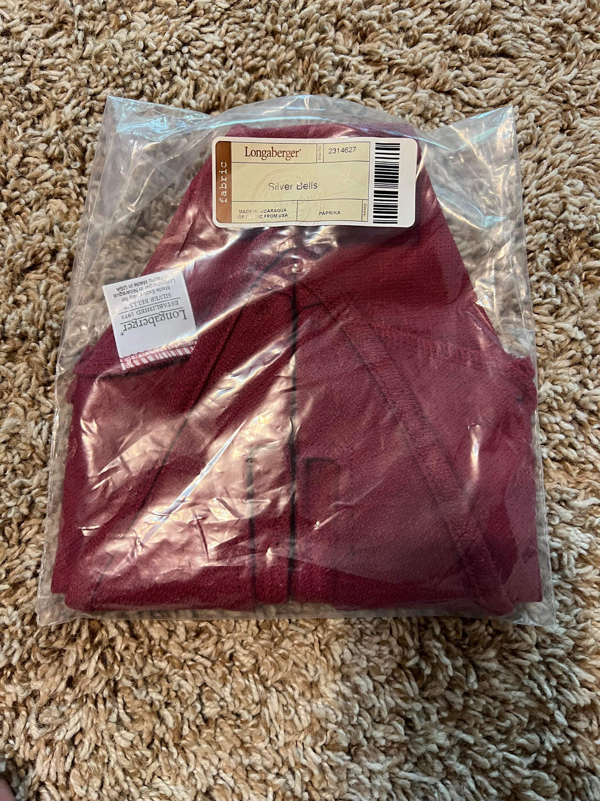 Longaberger Silver Bells Liner in Paprika