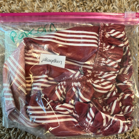 Longaberger popcorn liner in red berry stripe