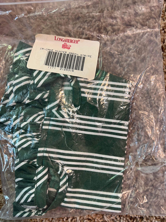 Longaberger Cake 2 Handle Liner in Hunter Green Stripe
