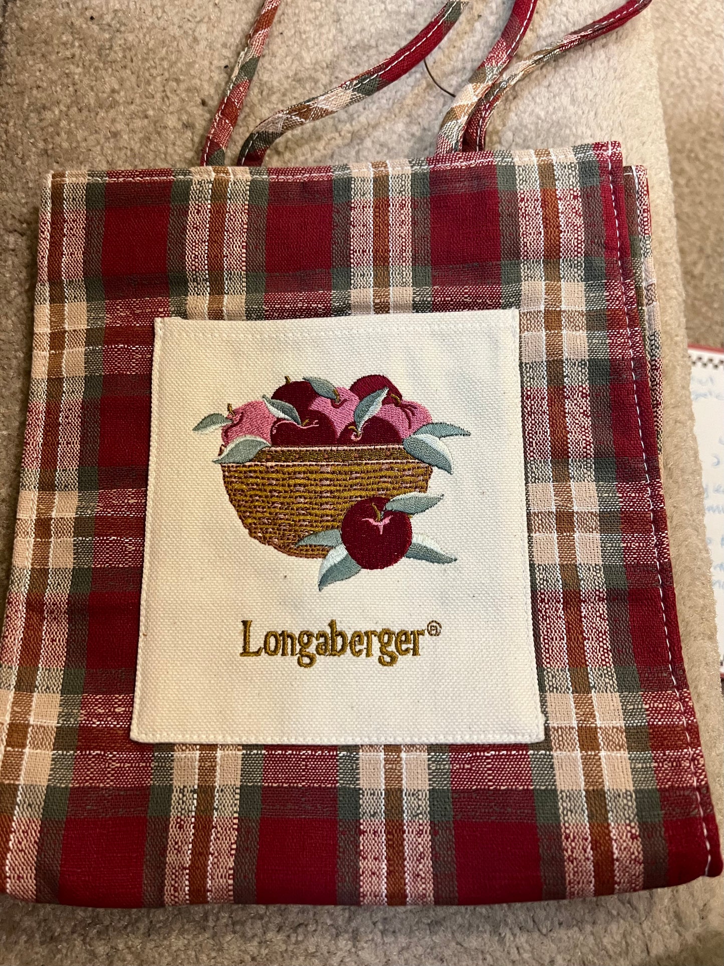 Longaberger orchard park plaid tote bag