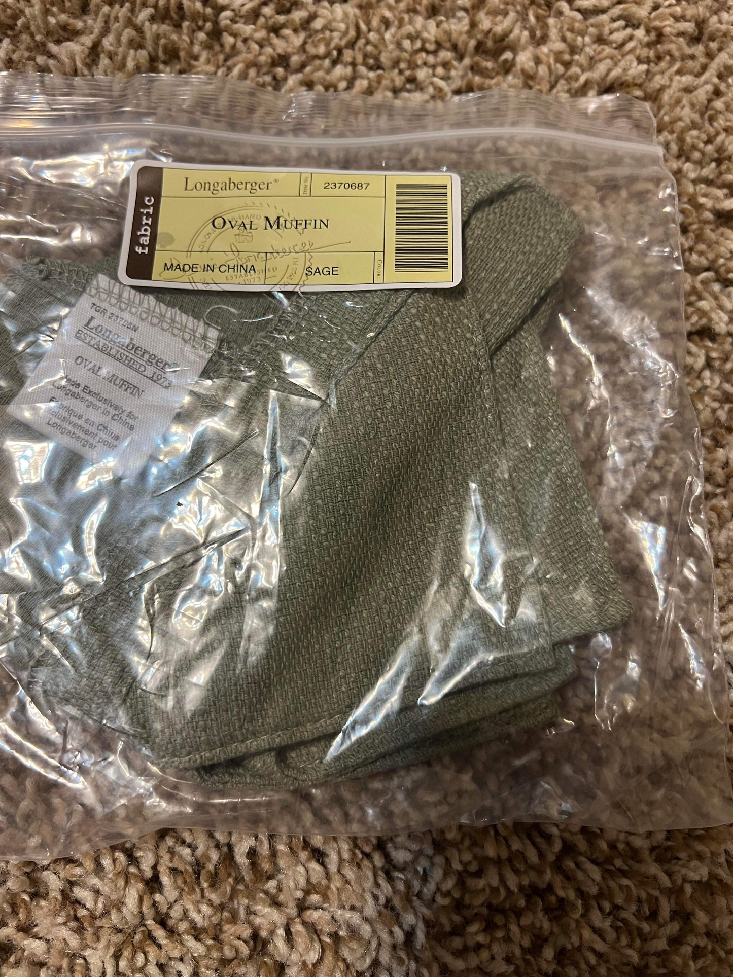 Longaberger Oval Muffin Liner in Sage