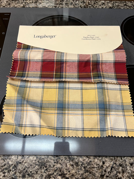 Longaberger paprika plaid collection fabric samples