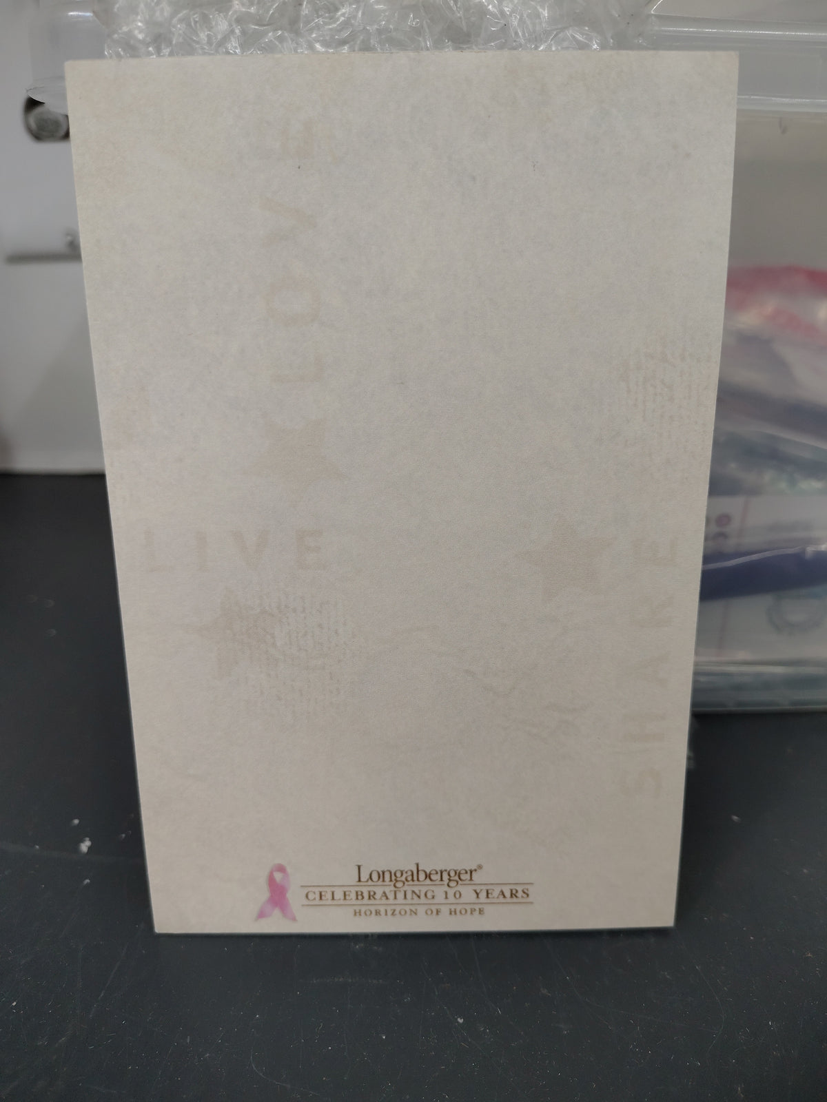 Longaberger Celebrating 10 years Horizon of Hope notepads