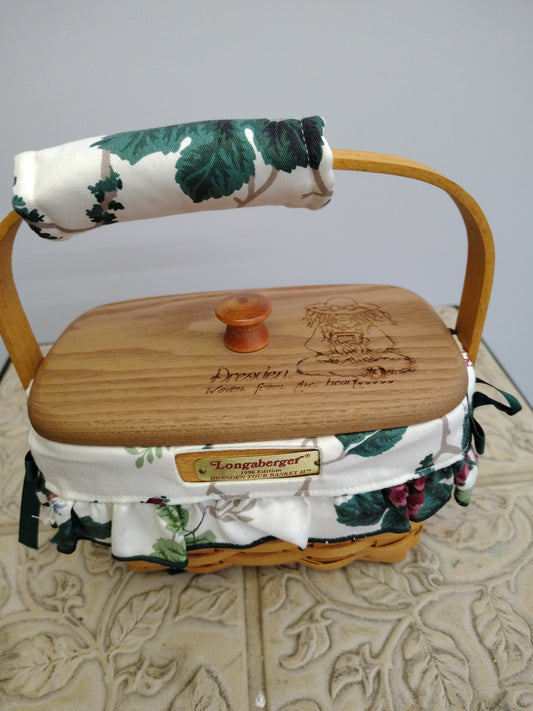 Longaberger 1996 Dresden Tour II basket with liner, protector and gripper