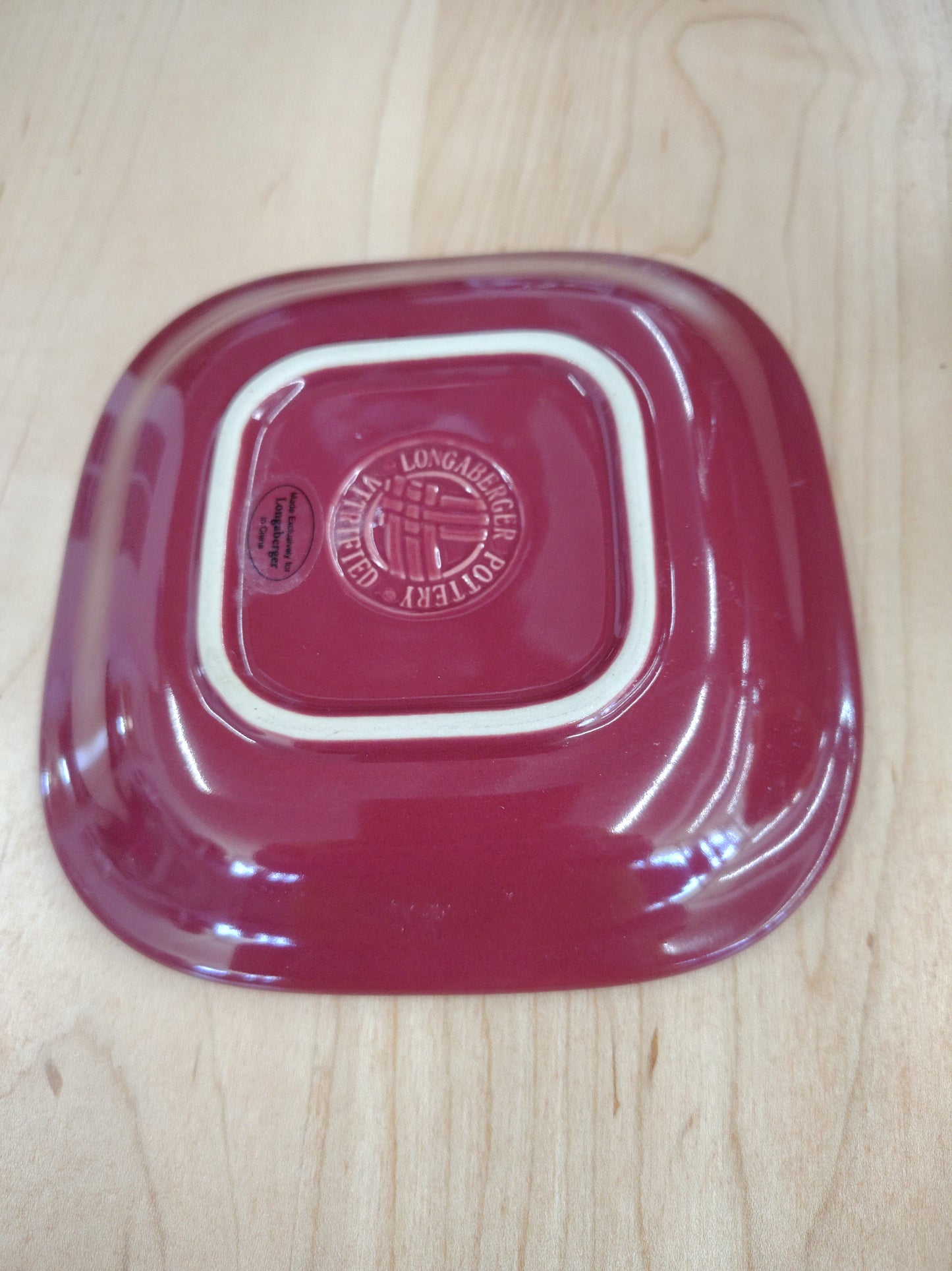 Longaberger Small cereal soft square plate in paprika