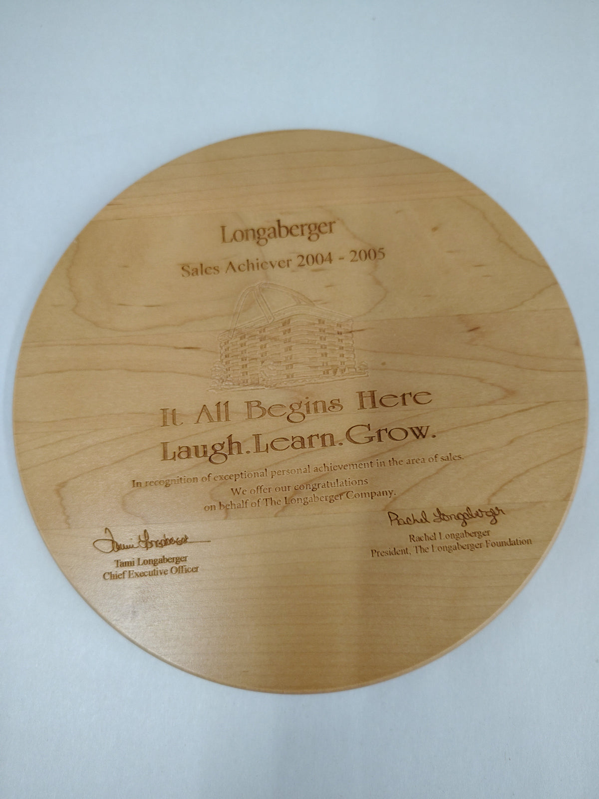 Longaberger Sales Achiever 2004-2005 lid