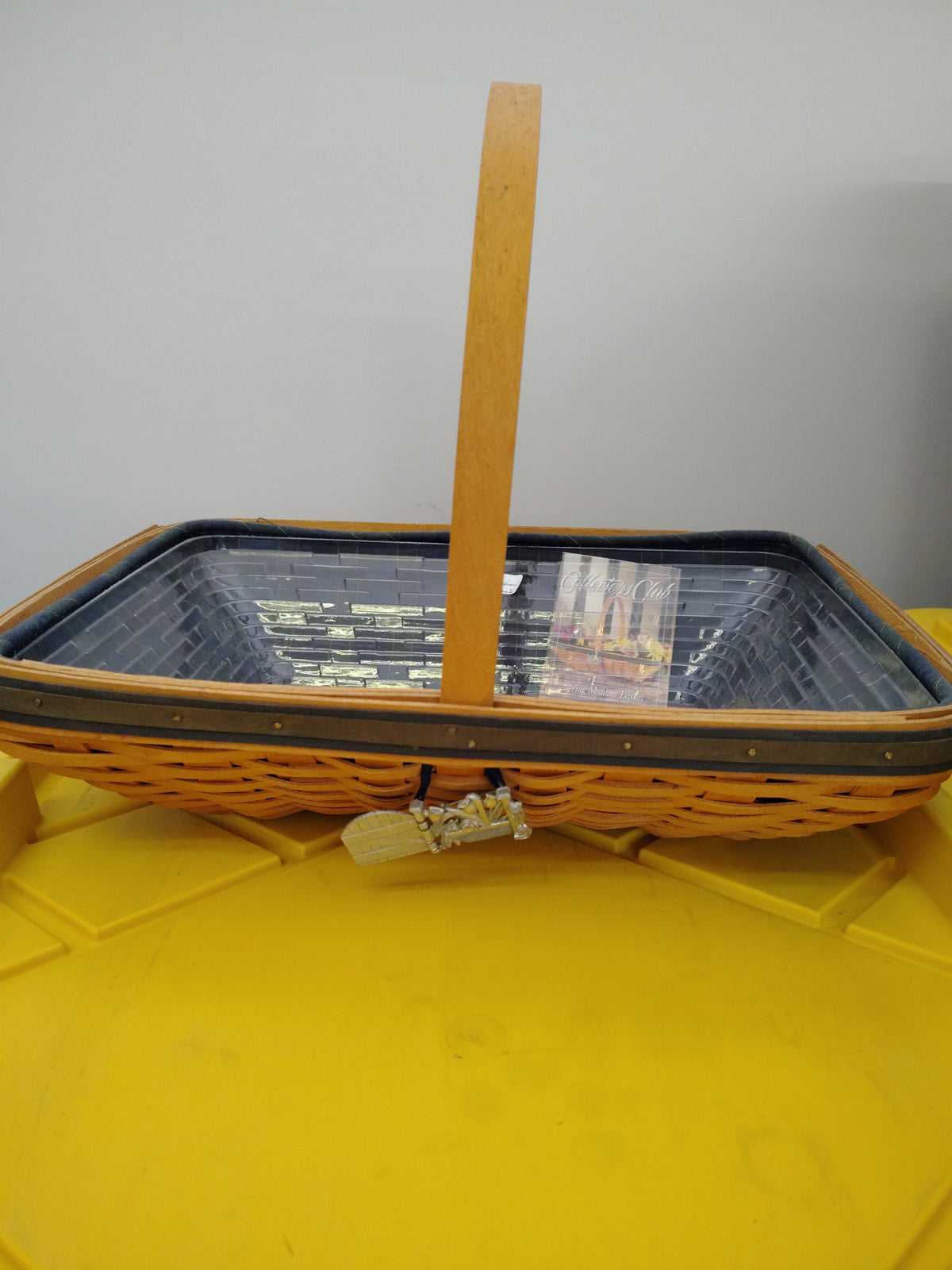 Longaberger Spring Meadows basket with liner, protector and tie on