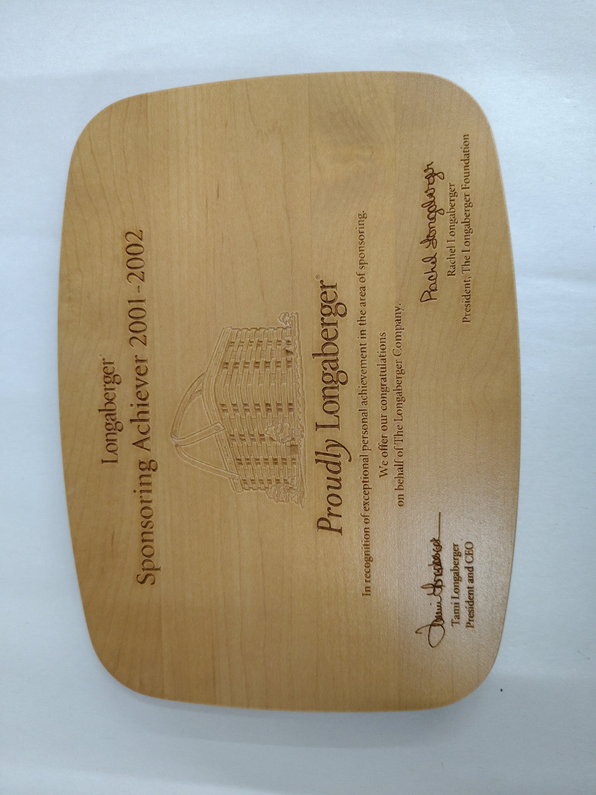 Longerberger 2001-2092 Sponsoring Achiever lid