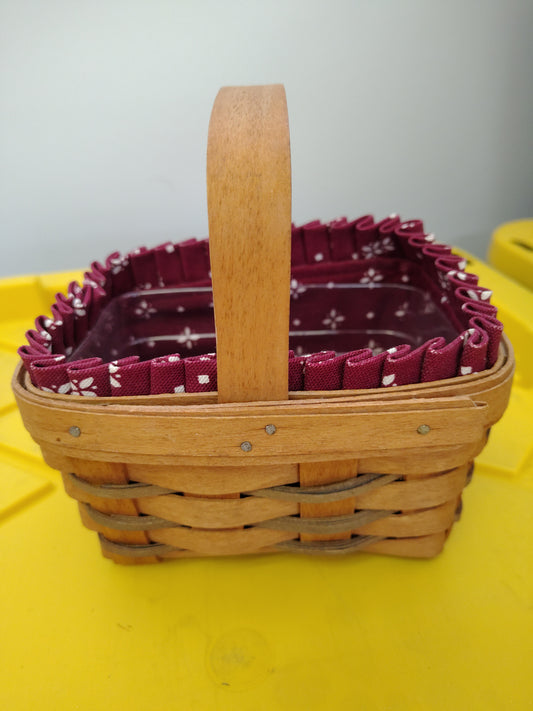 Longaberger Tea (green splints) with liner and protector basket