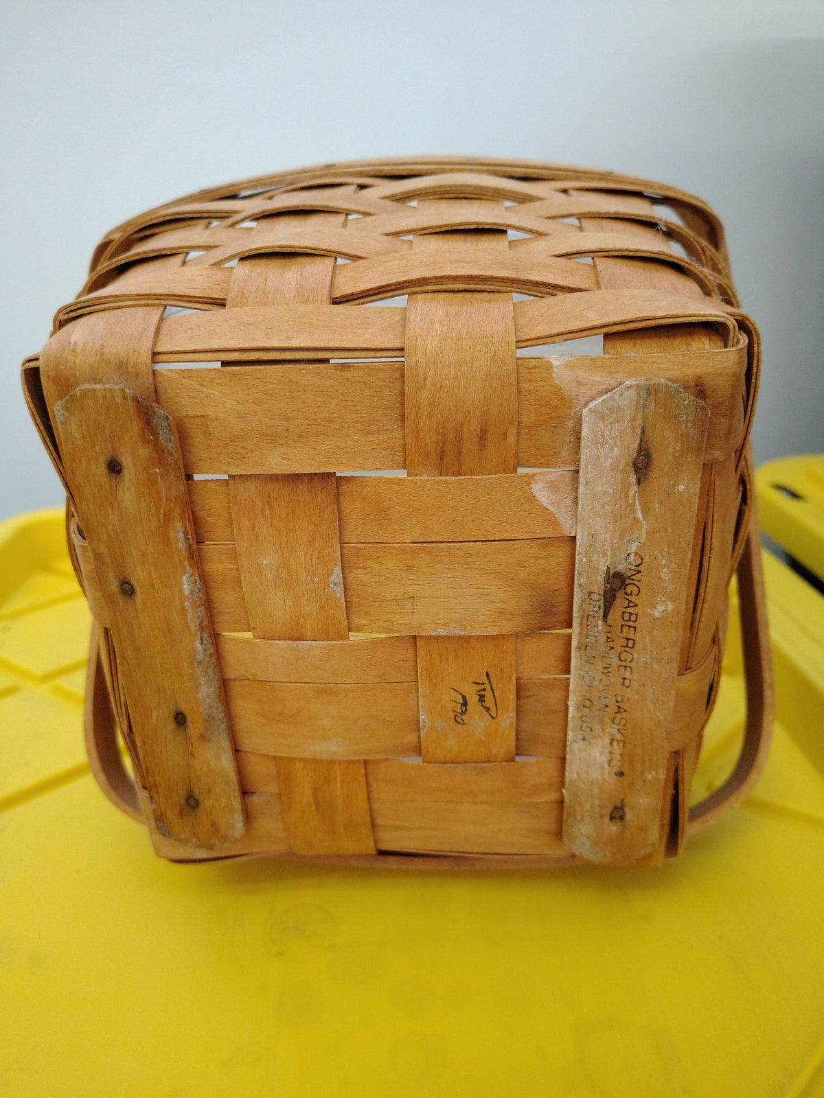 Longaberger large berry basket with protector.  Bottom is dirty
