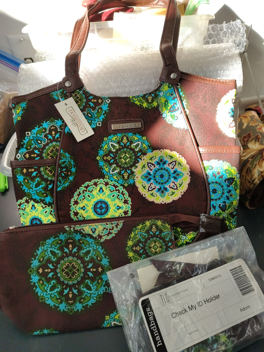 Longaberger purse, ID holder and wallet set in Adorn