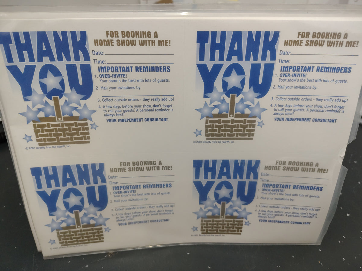 Longaberger 19 cardstock Thank you sheets
