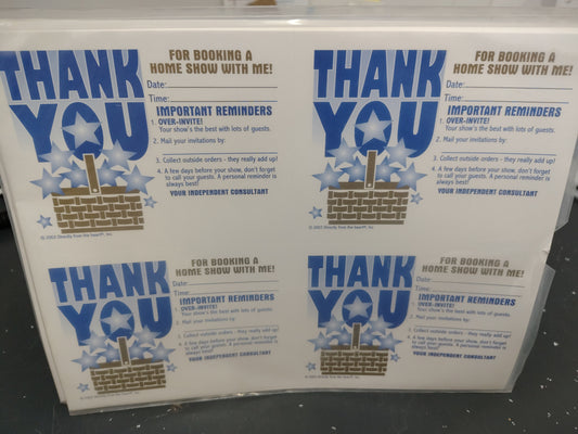 Longaberger 19 cardstock Thank you sheets
