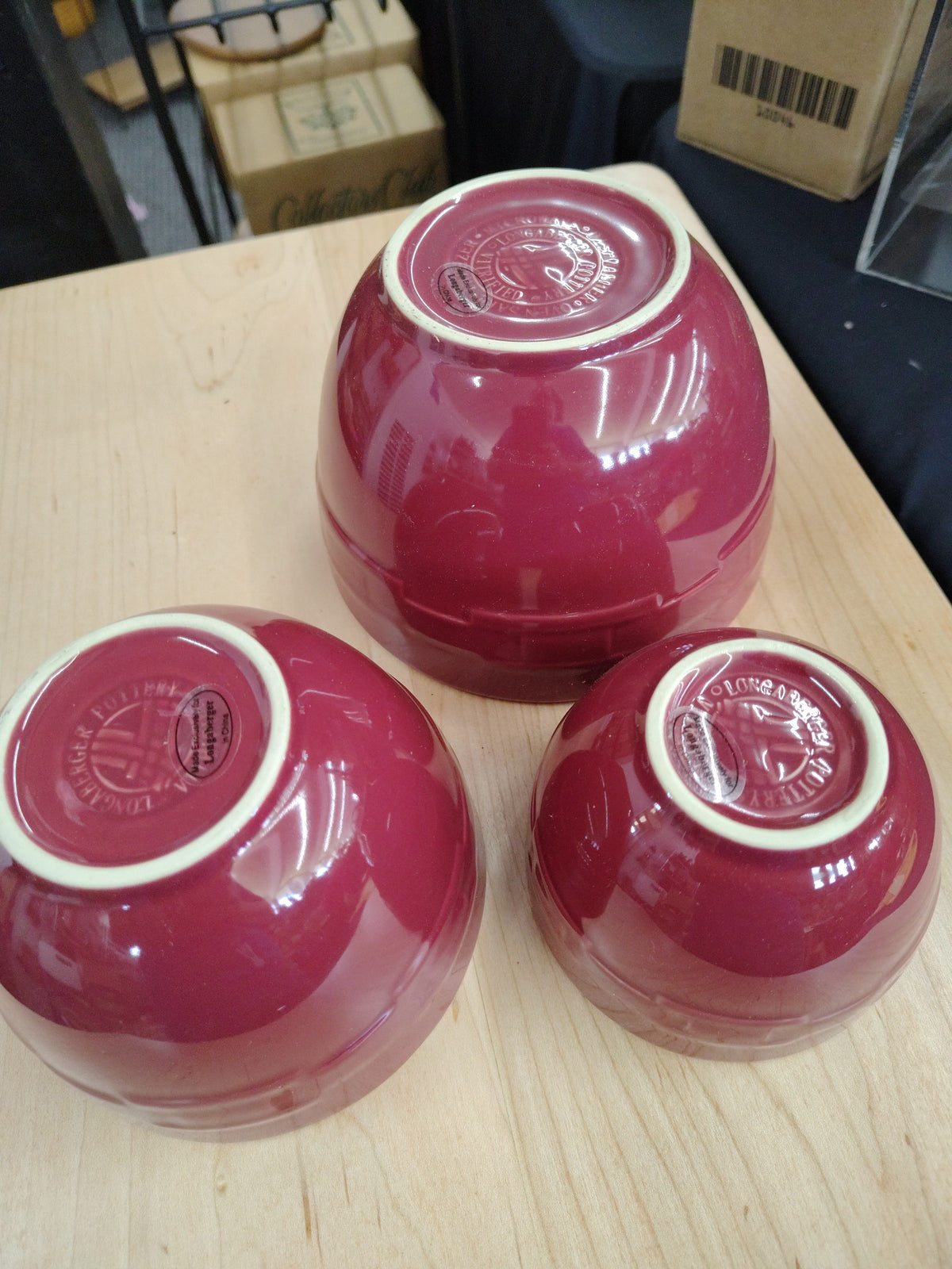 Longaberger paprika set of 3 small nested bowls