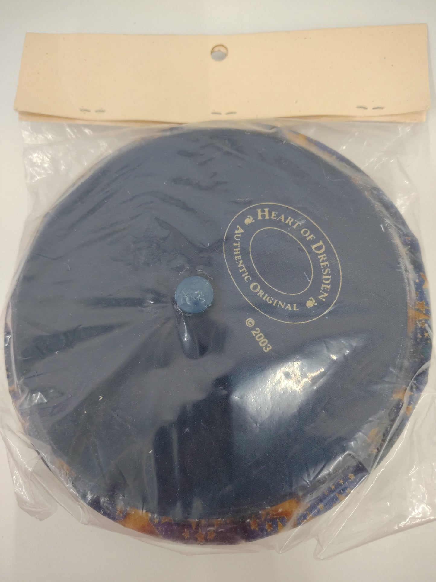 Longaberger 2003 Golf lid #9 Gold stars/navy fabric