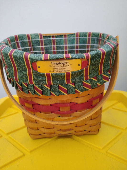 Longaberger Glad Tidings basket with liner and protector