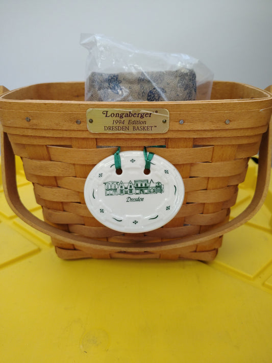 Longaberger Dresden basket with liner and tie on
