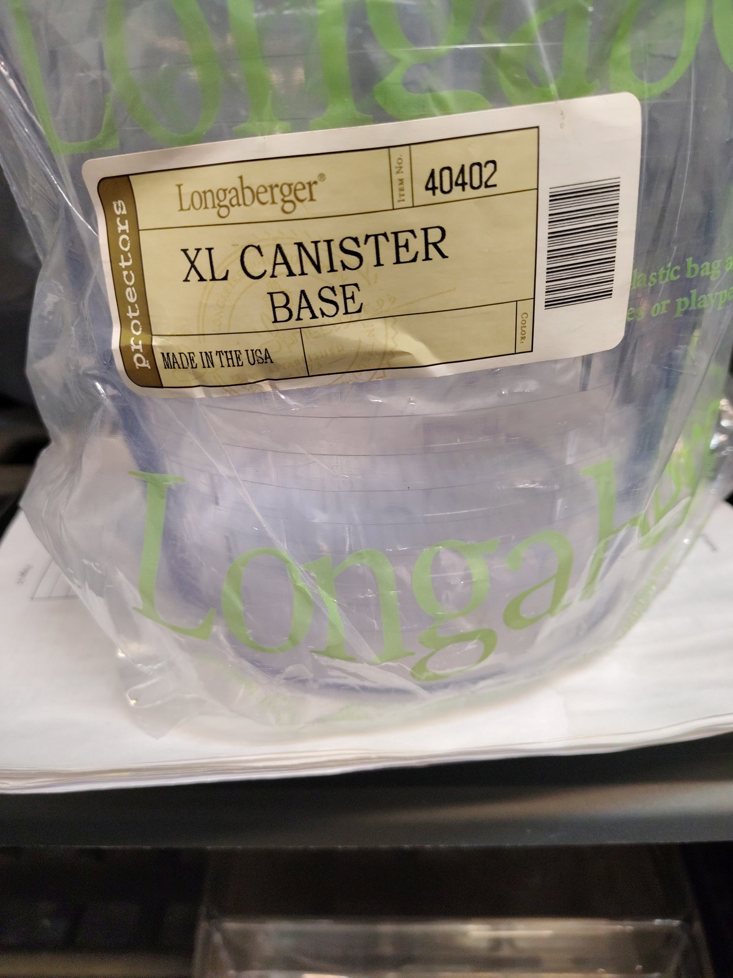 #40402 Longaberger hard protector  xl canister base