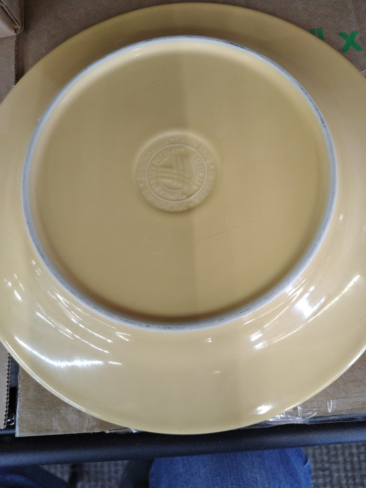 Longaberger dinner plates in butternut (scratched, see photo)
