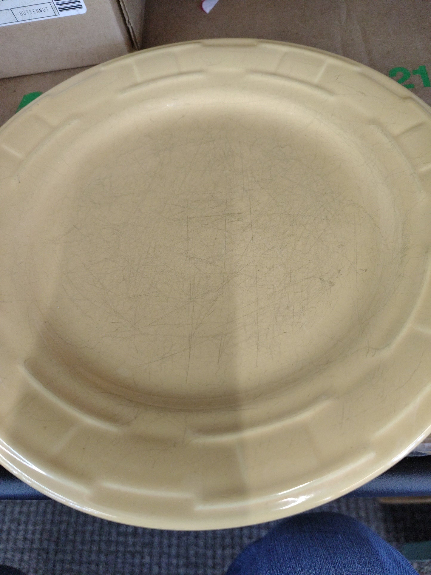 Longaberger dinner plates in butternut (scratched, see photo)