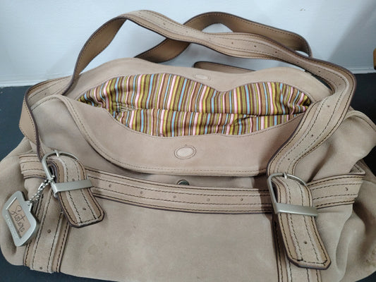Longaberger Sisters "well loved" tan tote