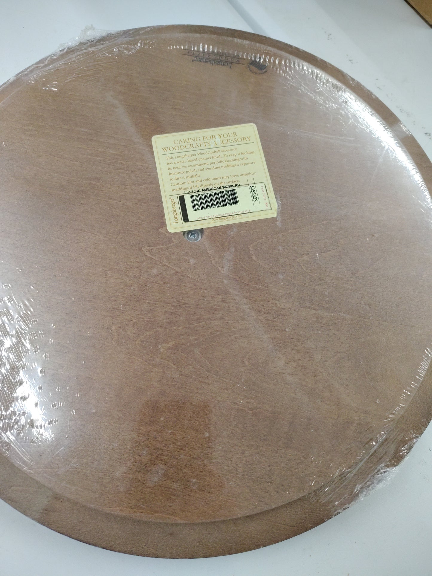 Longaberger 12” American work lid in rich brown