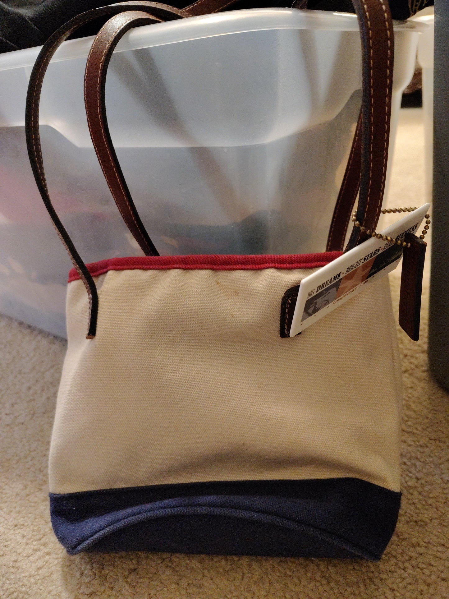 Longaberger small tri color tote bag
