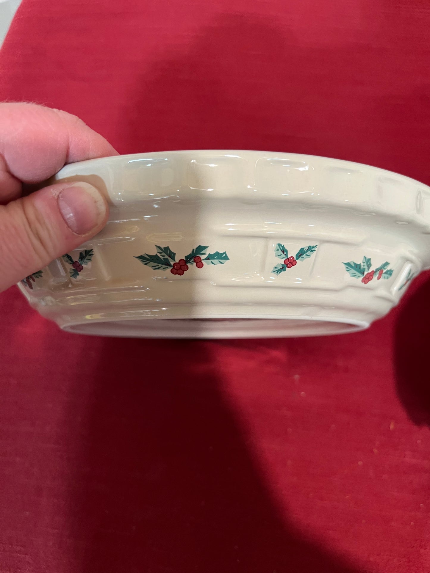 Longaberger Traditional Holly pie plate