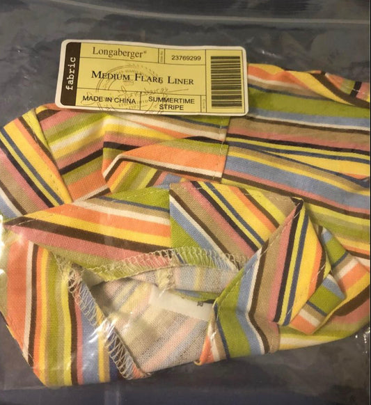 Longaberger medium flare liner in summertime stripe