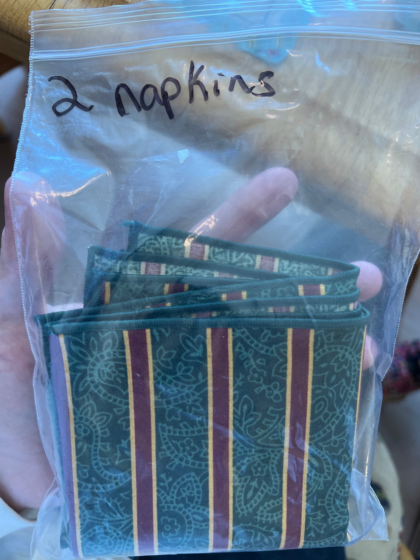 Longaberger pair of napkins in Imperial stripe