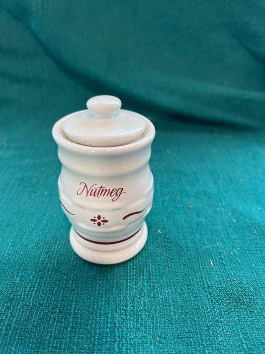 Longaberger nutmeg spice container in traditional red